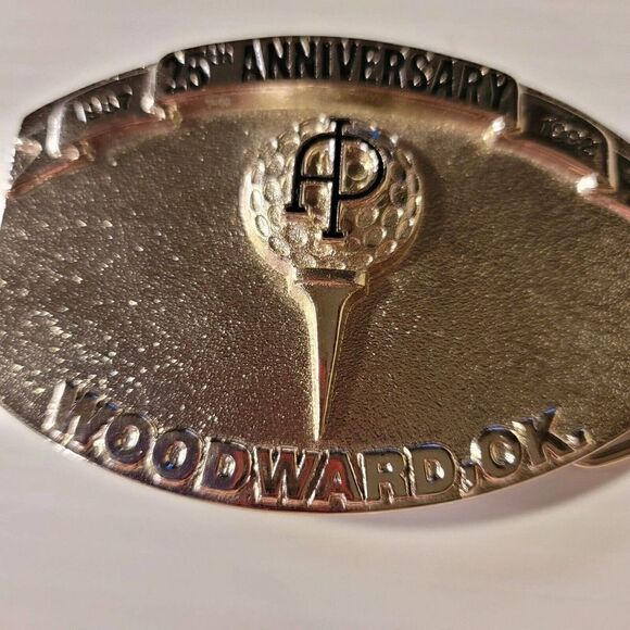 Vintage API Golf Belt Buckle Silver 25TH Anniversary Woodward, OK 1967-1992 - Picture 2 of 11
